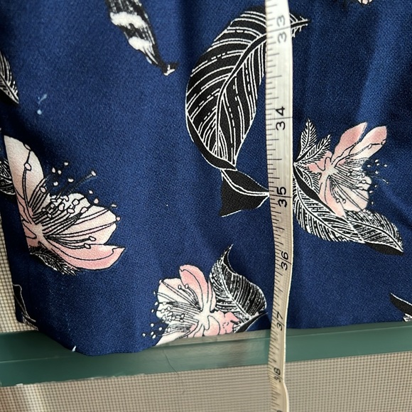 Cynthia Rowley Dark Blue Blush Pink Floral Slim Trouser Pants 8 - Picture 4 of 4